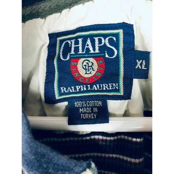 Chaps Ralph Lauren Pullover Thermal Crewneck Shirt Striped Mens XL  Long Sleeves - Picture 4 of 6